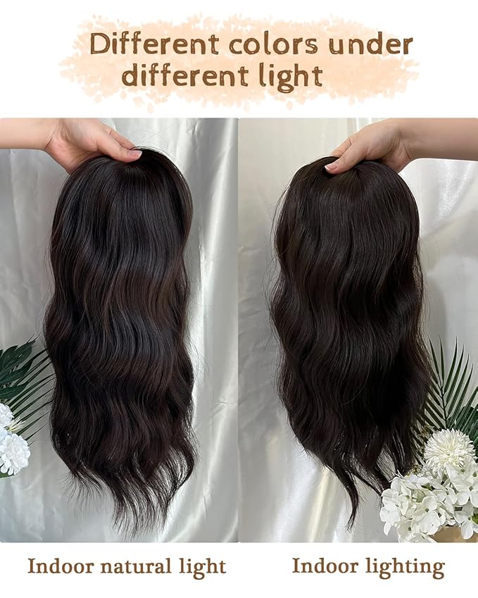 16" Wavy Curly Synthetic Hair Topper with 6.5x6.5inch Base