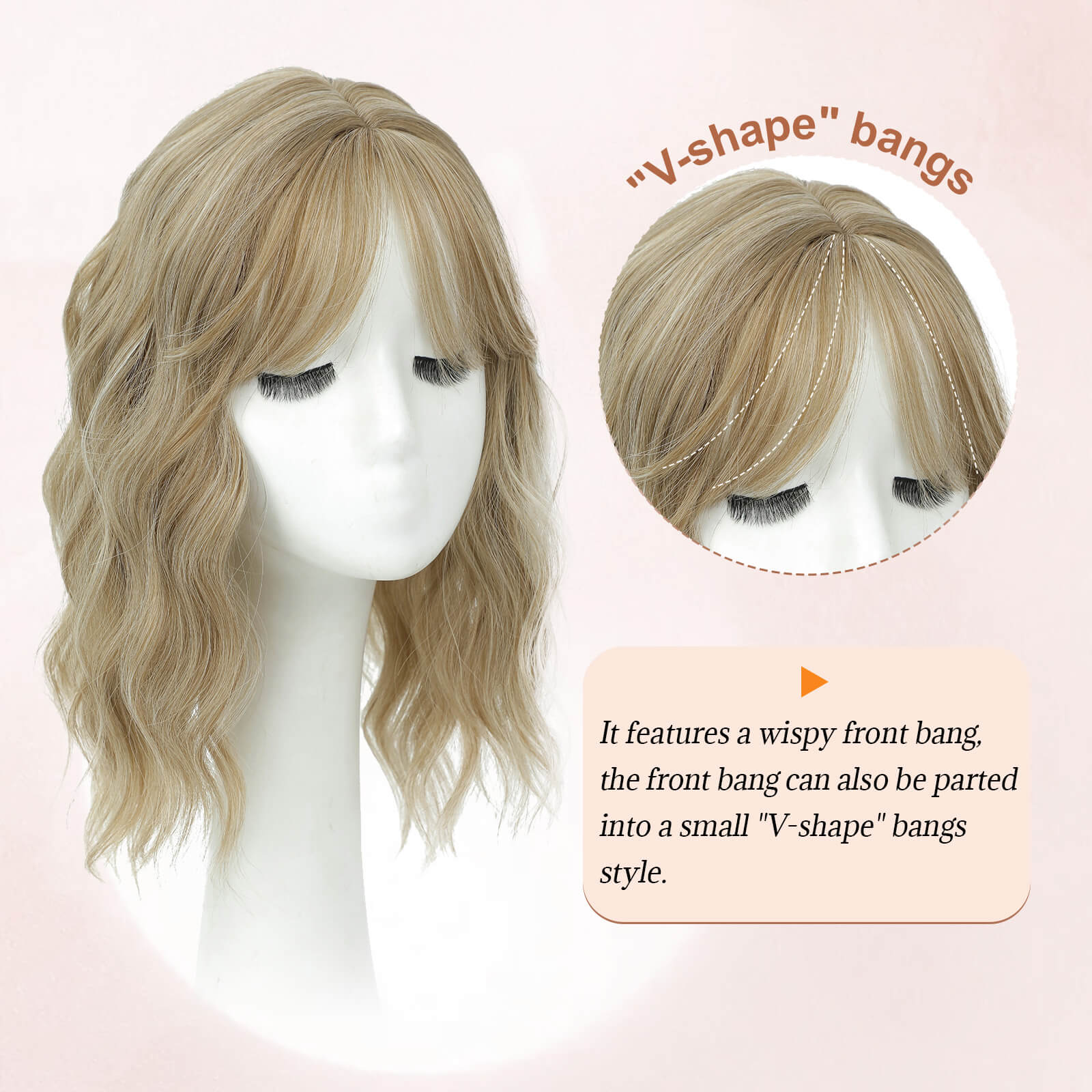 14inch Short Wavy Hair Topper with 5 Clips for Wearing Stable-Bella