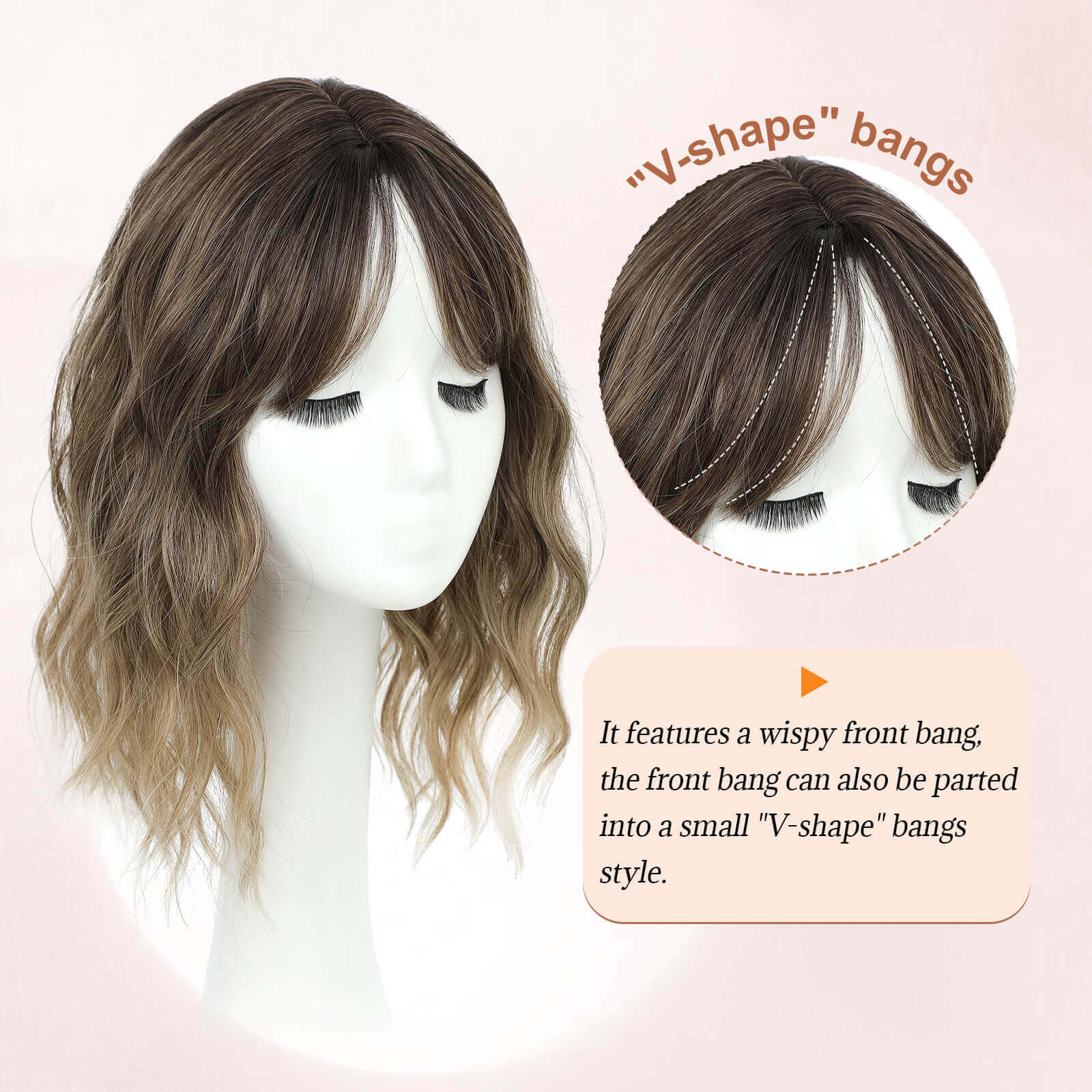 14inch Short Wavy Hair Topper with 5 Clips for Wearing Stable-Bella