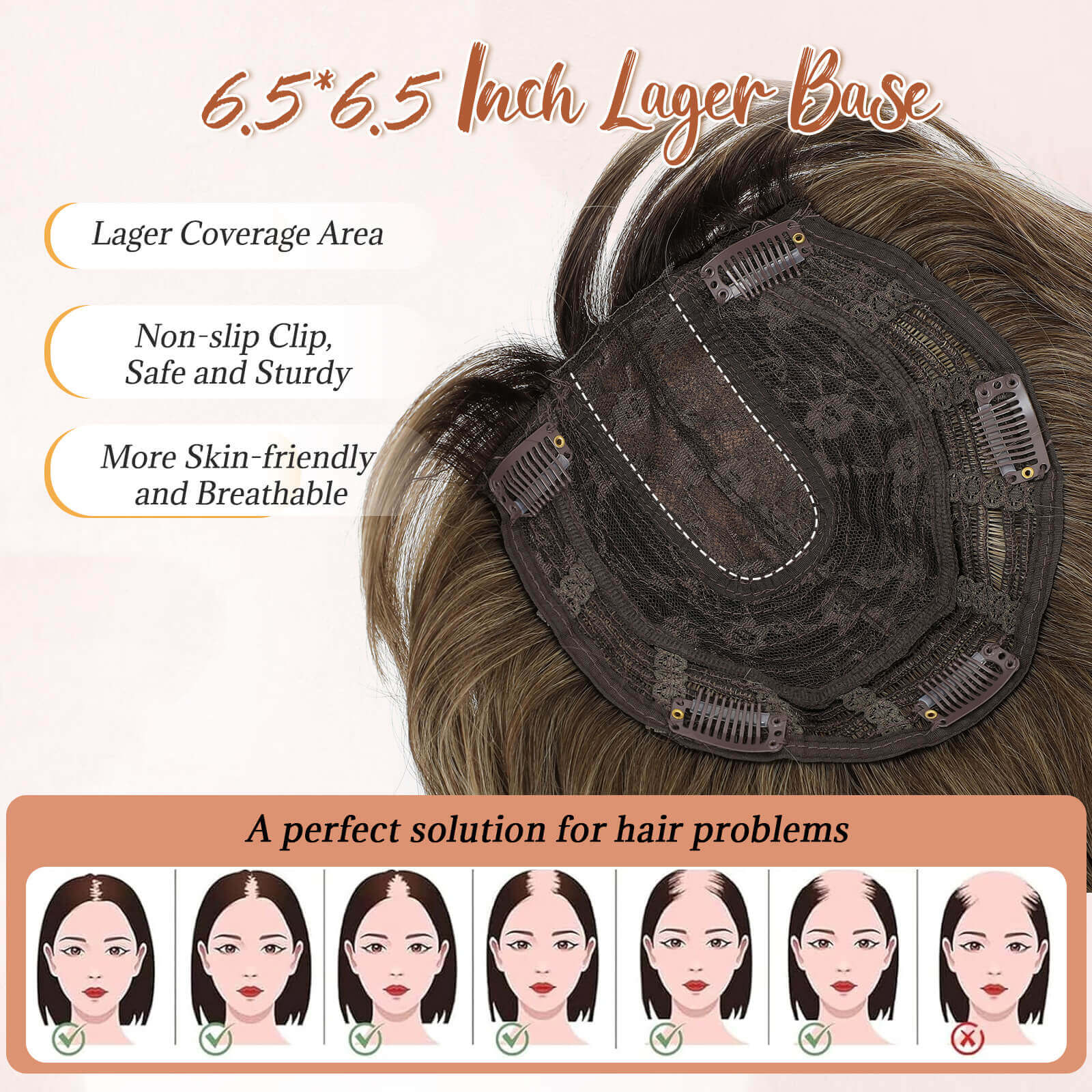 14inch Short Wavy Hair Topper with 5 Clips for Wearing Stable-Bella