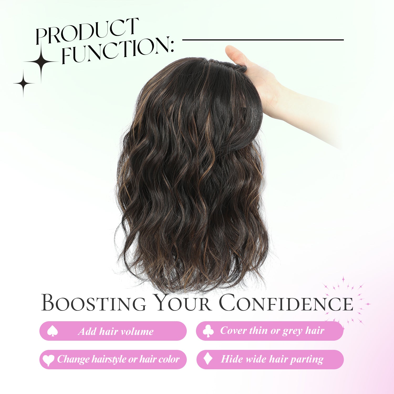 11"Short Wavy Hair Topper for Women with Thinning Hair-Cris