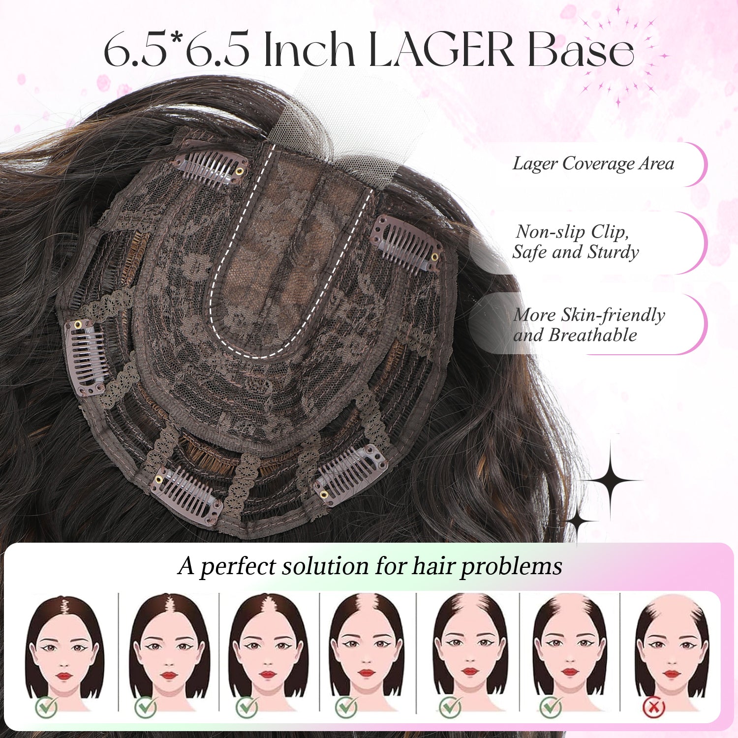 11"Short Wavy Hair Topper for Women with Thinning Hair-Cris