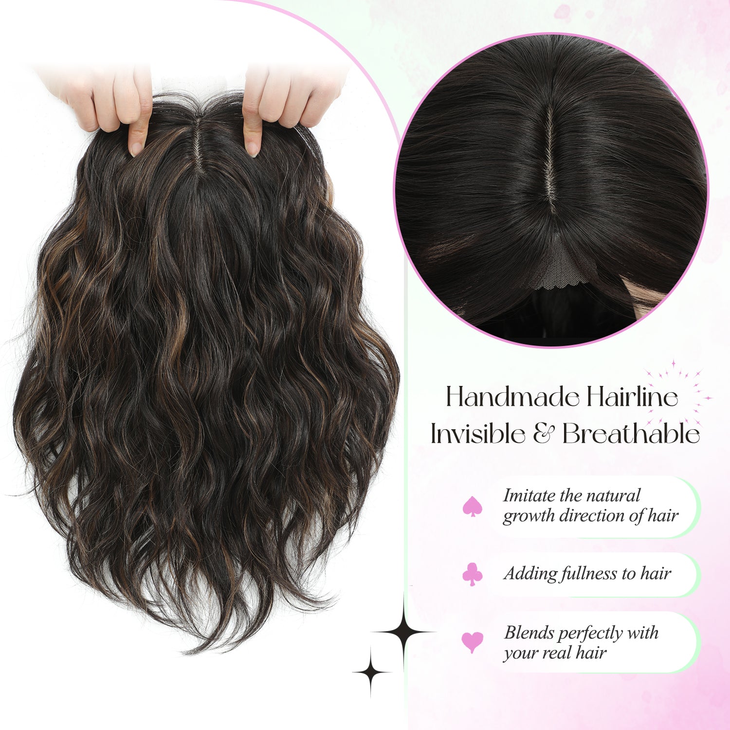11"Short Wavy Hair Topper for Women with Thinning Hair-Cris