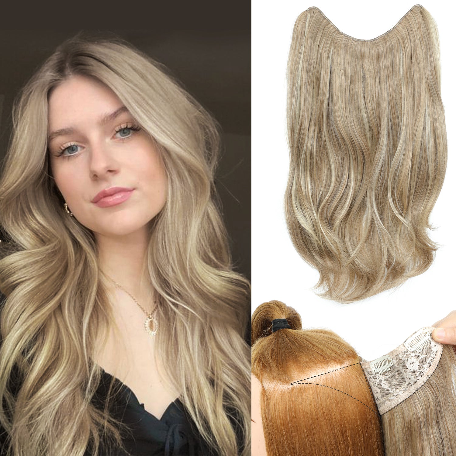 20inch Clip in hair extensions Body Wavy with Natural Layers