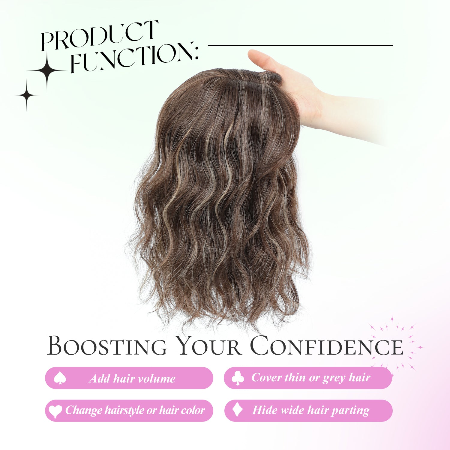11"Short Wavy Hair Topper for Women with Thinning Hair-Cris