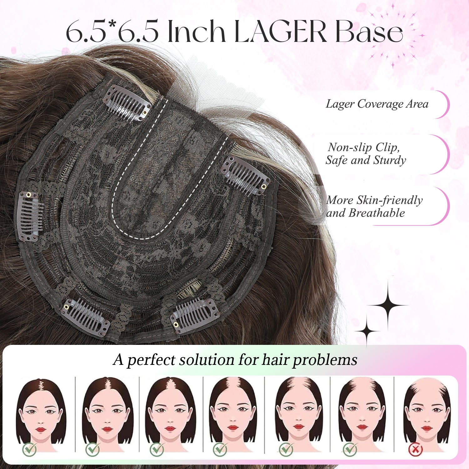 11"Short Wavy Hair Topper for Women with Thinning Hair-Cris