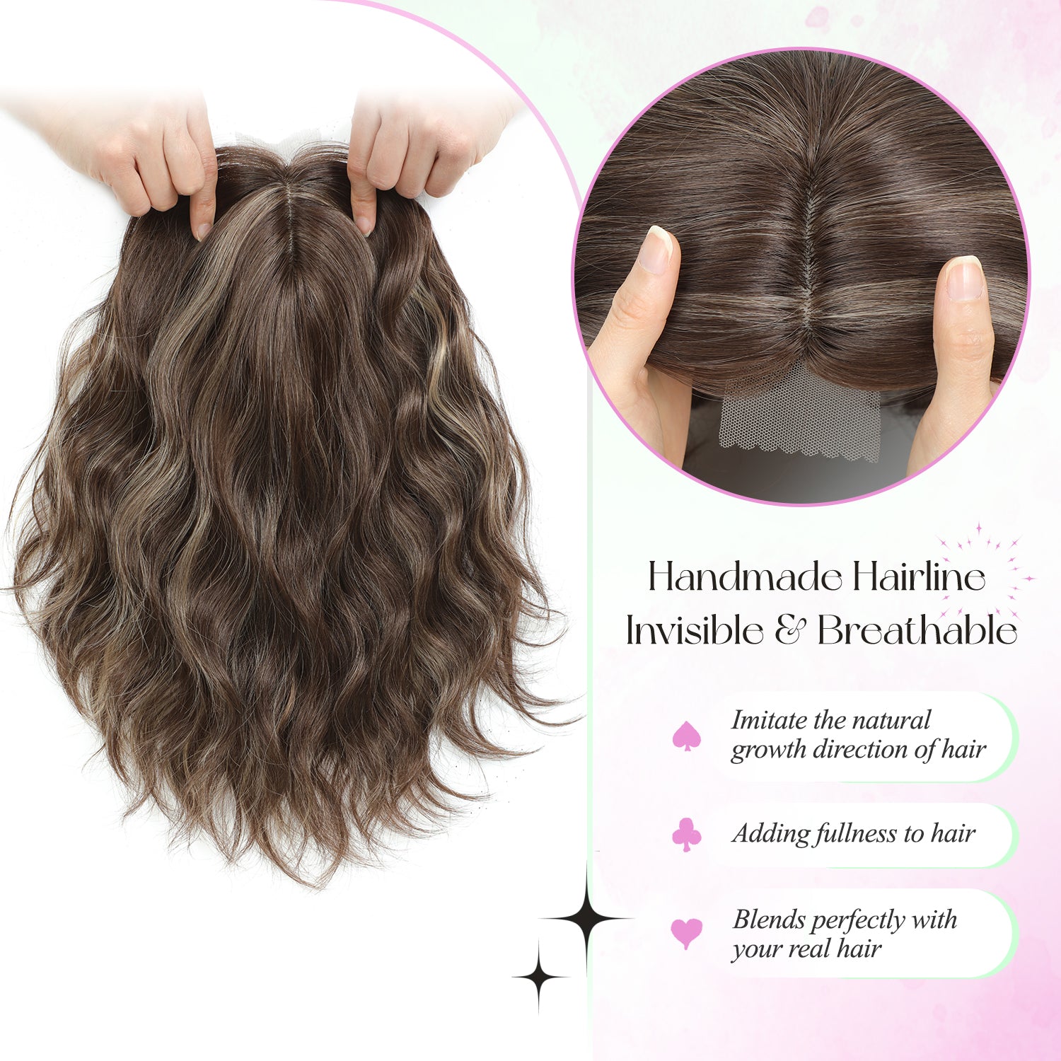 11"Short Wavy Hair Topper for Women with Thinning Hair-Cris