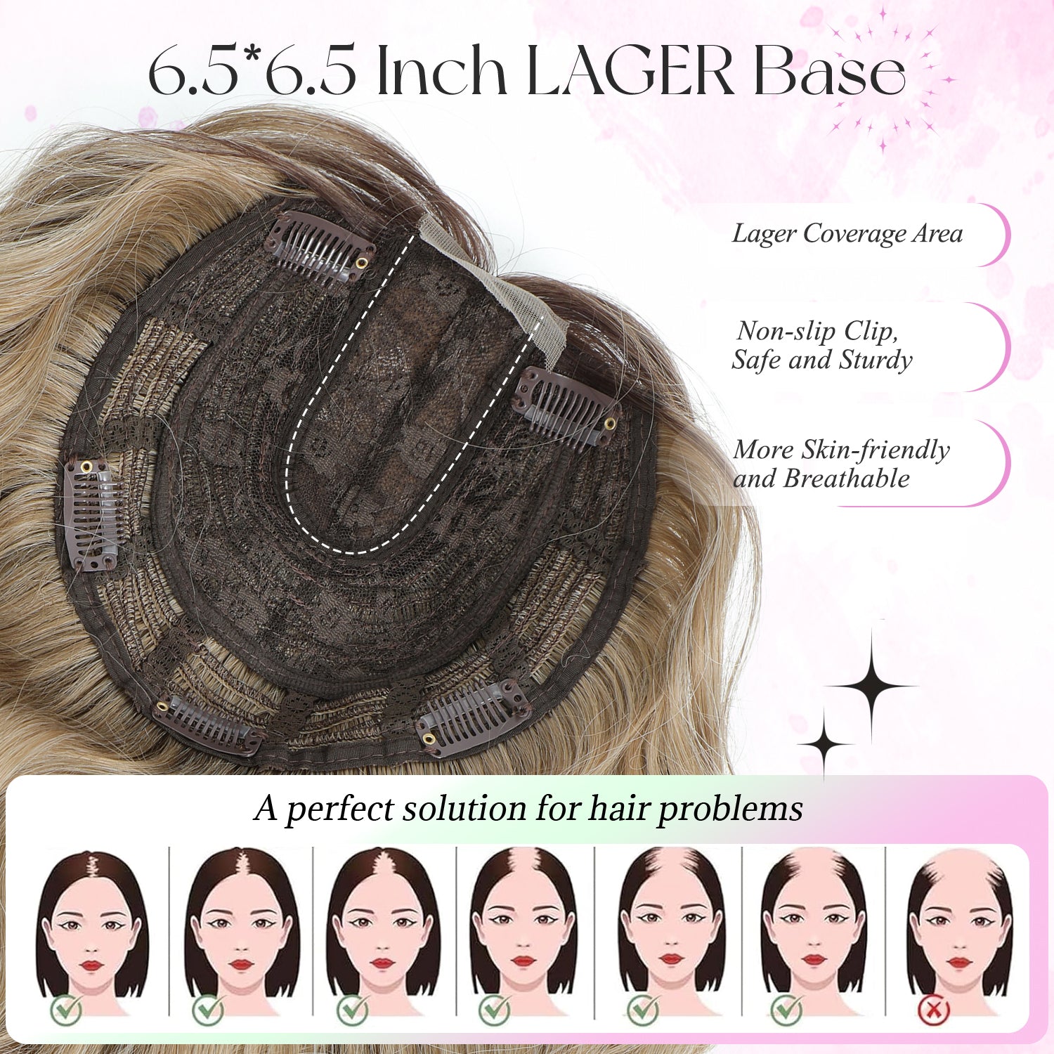 11"Short Wavy Hair Topper for Women with Thinning Hair-Cris