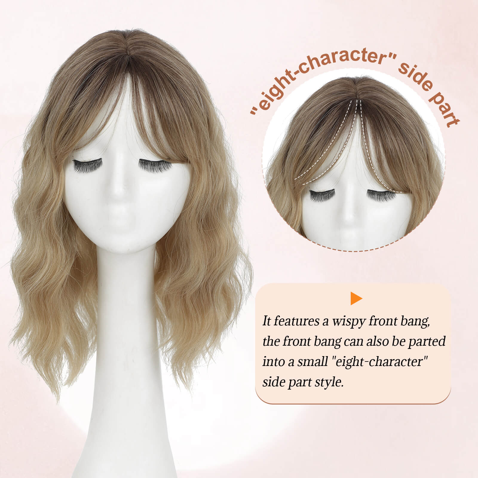 14inch Short Wavy Hair Topper with 5 Clips for Wearing Stable-Bella