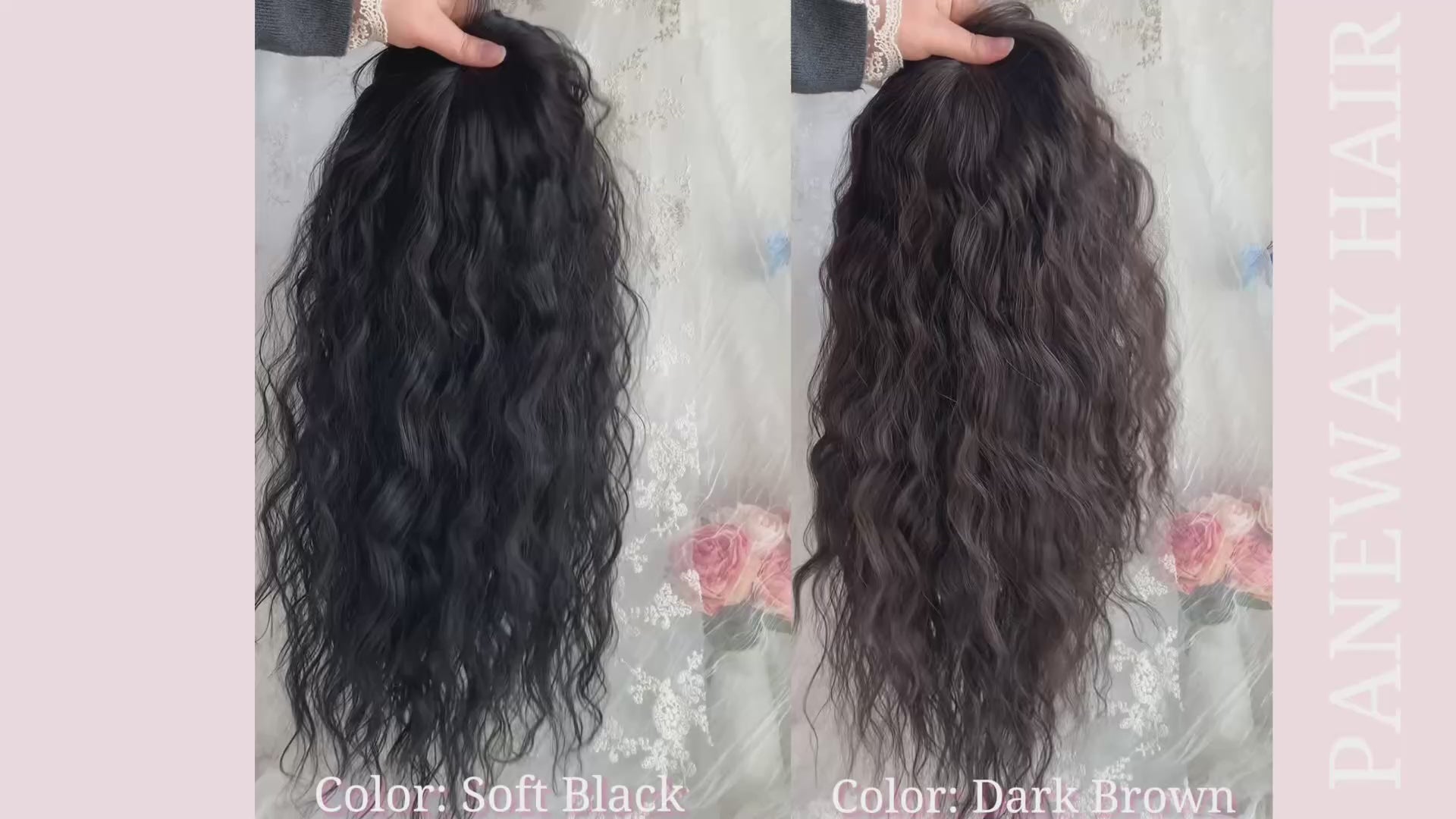 20" Mermaid Curly Hair Toppers with 5Clips Synthetic Hair 6.5x6.5inch Base